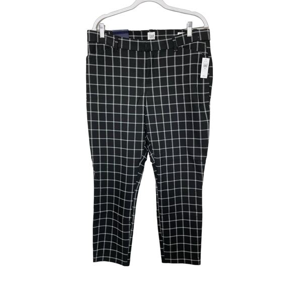 Gap Skinny Ankle‎ Mid Rise Stretch Pants Grid Print Checkered Black White 14 NWT - Picture 1 of 11